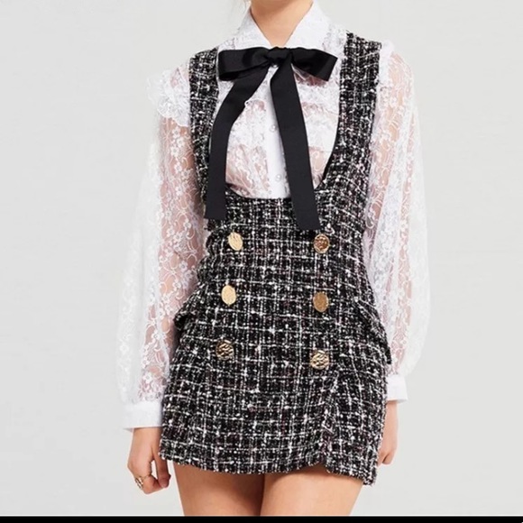 New Preppy Plaid Tweed Spring Dress - Picture 4 of 7